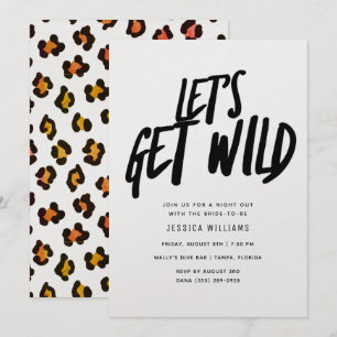 Invitation Faisons sortir Wild Cheetah Bachelorette Nuit