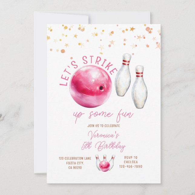 Invitation Faisons tomber la fille 5ème anniversaire bowling  (Devant)