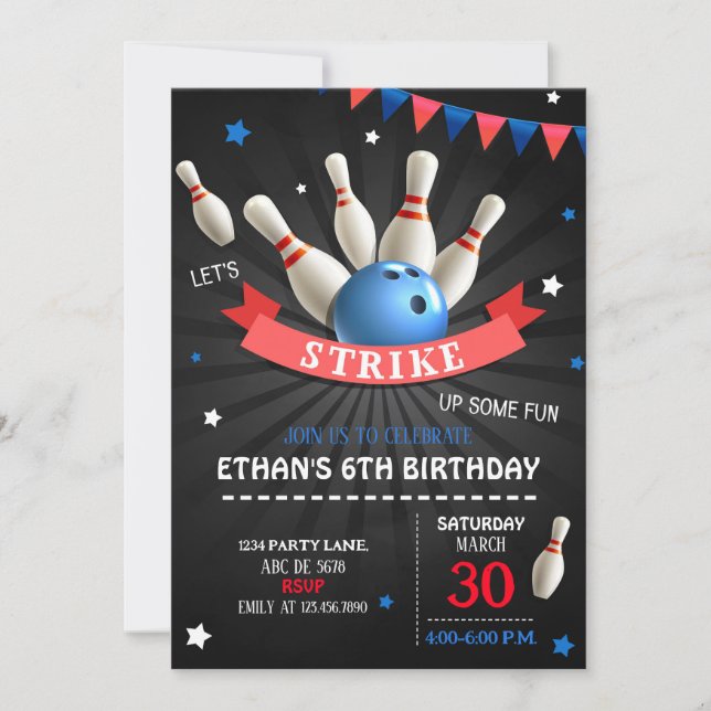 Invitation Faisons un bowling amusant Anniversaire (Devant)