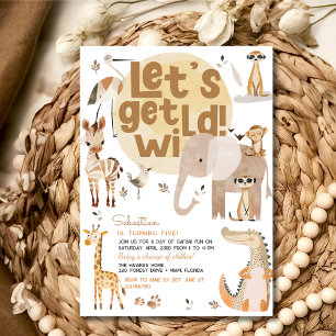 Invitation Faisons un safari sauvage animaux anniversaires de
