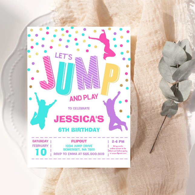 Invitation Faisons un saut et jouons à la fête d'anniversaire (Créateur téléchargé)