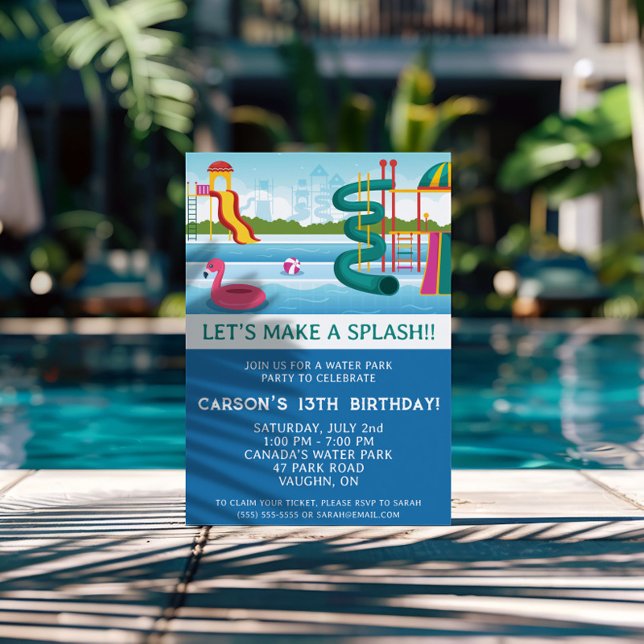 Invitation Faisons un splash ! Parc aquatique fête d'annivers (Créateur téléchargé)