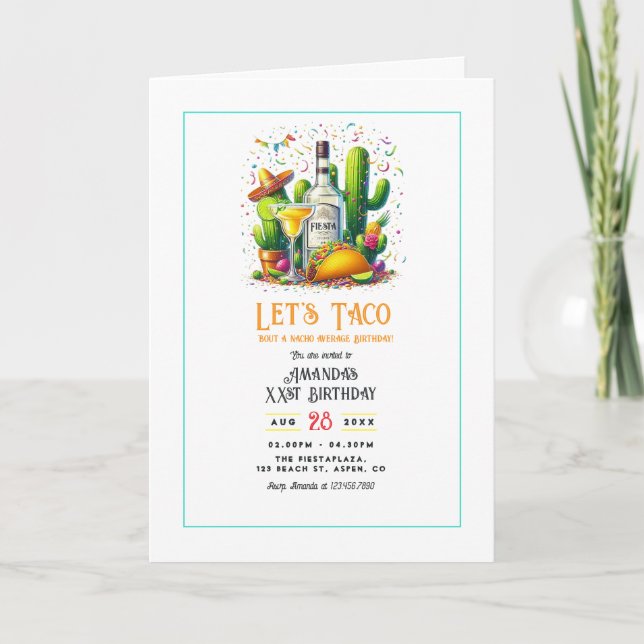 Invitation Faisons un Taco pour un Anniversaire – Fête Fiesta (Devant)