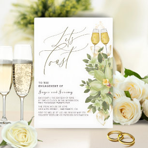 Invitation Faisons un toast de verdure Floral Gold Engagement