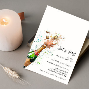 Invitation Faisons un toast Pink Champagne Bottle