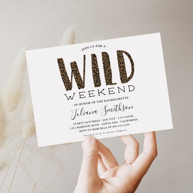 Invitation Faisons un week-end de bachelorette Leopard sauvag (Créateur téléchargé)