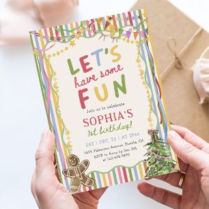 Invitation Faisons une fête d'anniversaire de Noël colorée