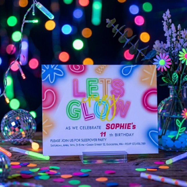 Invitation Faisons une fête d'anniversaire néon laser folle (Créateur téléchargé)
