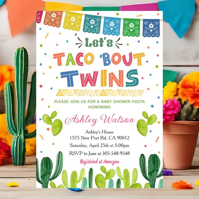 Invitation Faisons une Fête de Bébés pour les Jumeaux Invitat (Créateur téléchargé)