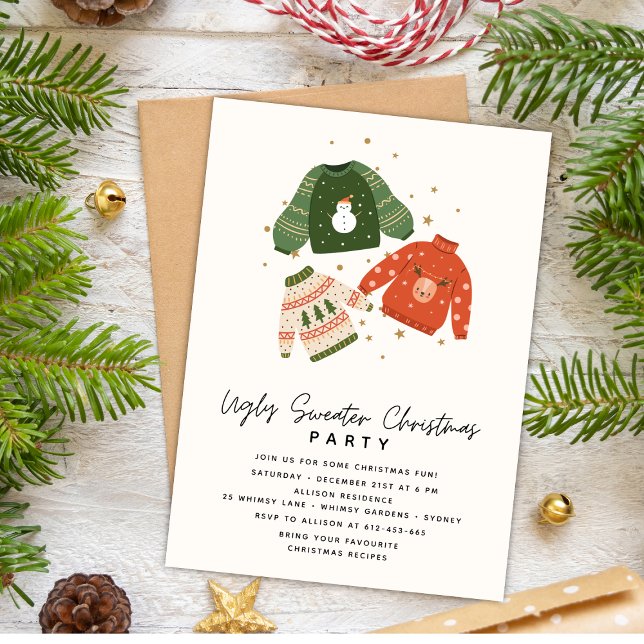 Invitation Faisons une fête de Noël avec des pulls moches mod (Créateur téléchargé)