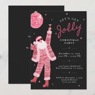 Invitation Faisons une fête de Noël Quirky Black Pink joyeuse