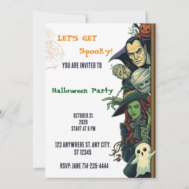 Invitation Faisons une fête Halloween effrayante  (Devant)