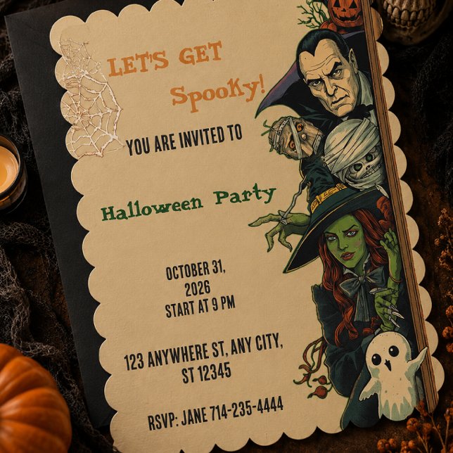 Invitation Faisons une fête Halloween effrayante  (Créateur téléchargé)