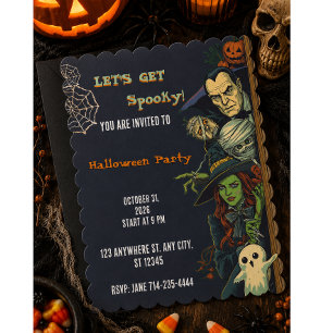 Invitation Faisons une fête Halloween effrayante