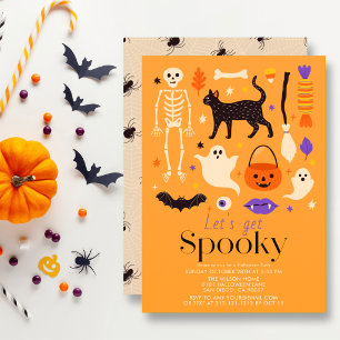 Invitation Faisons une fête Halloween orange épouvantable