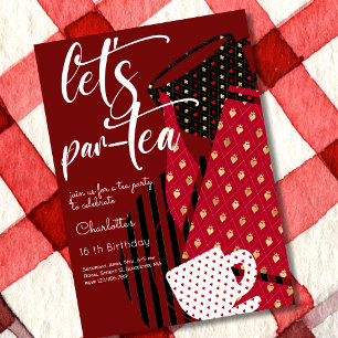 Invitation Faisons une pause-thé, un anniversaire élégant et