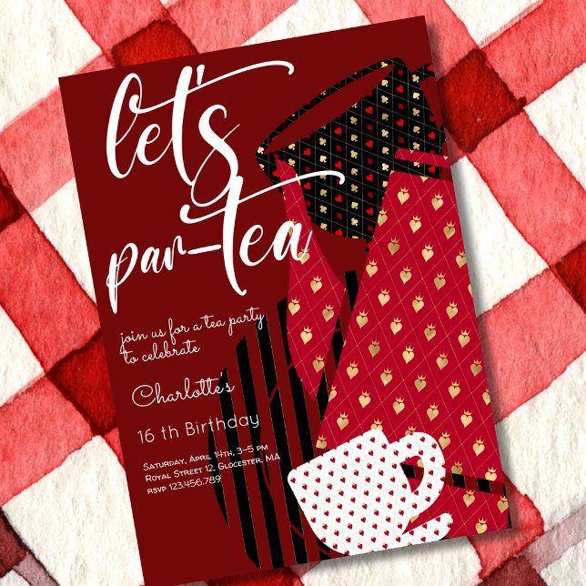 Invitation Faisons une pause-thé, un anniversaire élégant et  (Créateur téléchargé)