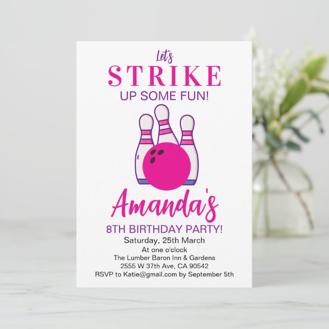 Invitation Faisons une petite bowling amusante Anniversaire (Debout devant)