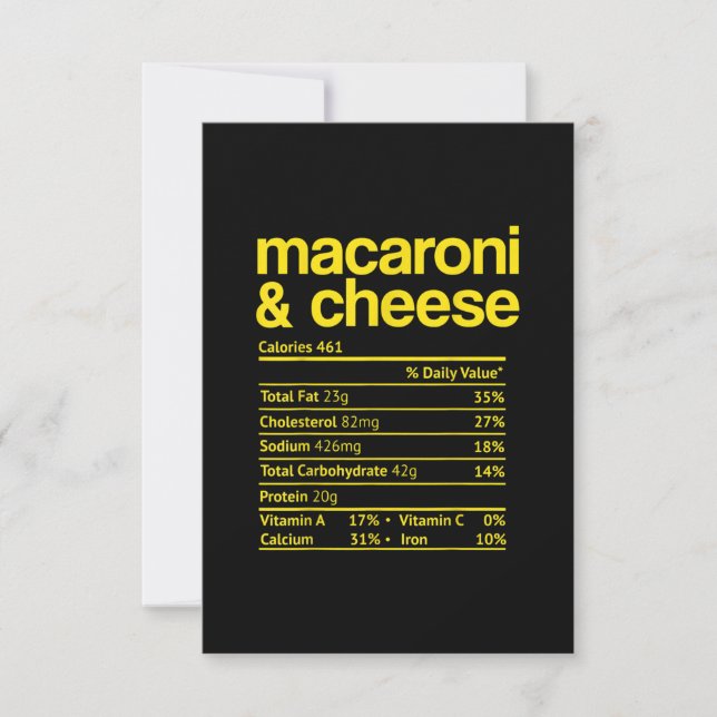 Invitation Fait nutritionnel de macaroni au fromage de Thanks (Devant)