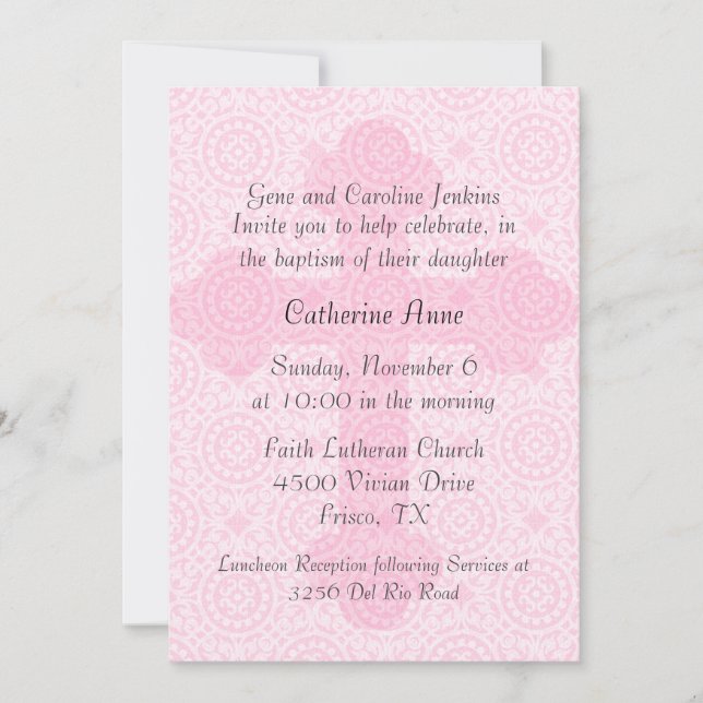 Invitation faite sur commande croisée rose (Devant)