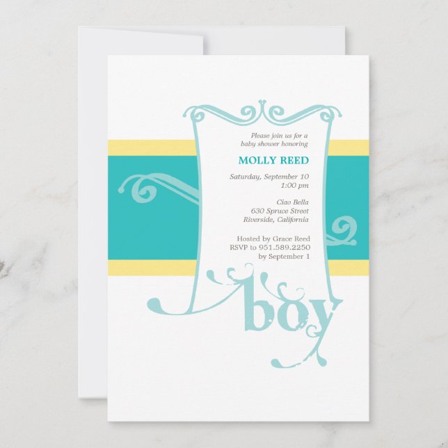 Invitation faite sur commande de baby shower de (Devant)