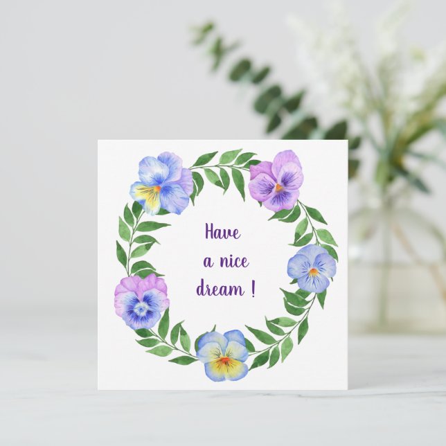Invitation Faites de beaux rêves ! Fleurs  aquarelle  (Debout devant)