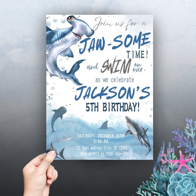 Invitation 🦈 Faites des vagues avec notre anniversaire requi (Créateur téléchargé)