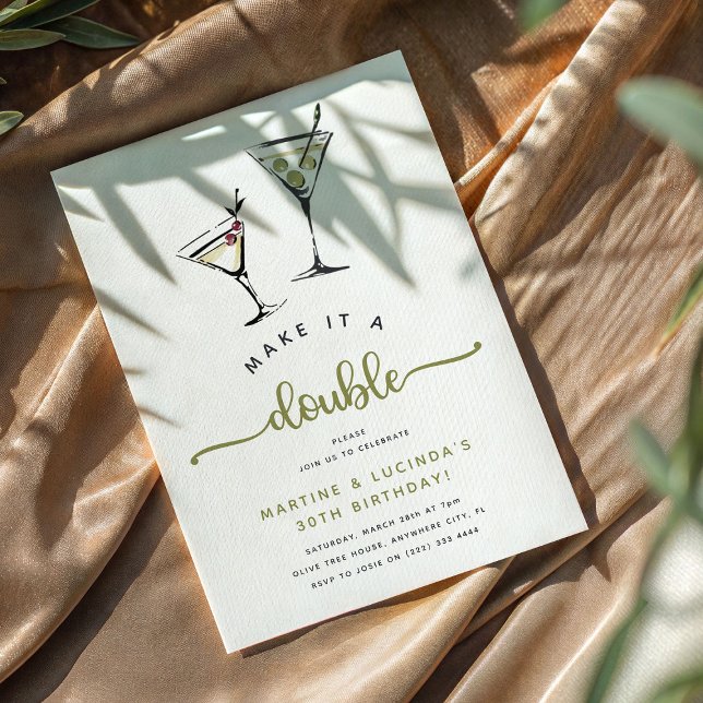 Invitation 'Faites-en un Double' Martini Adultes Fête d'Anniv (Créateur téléchargé)