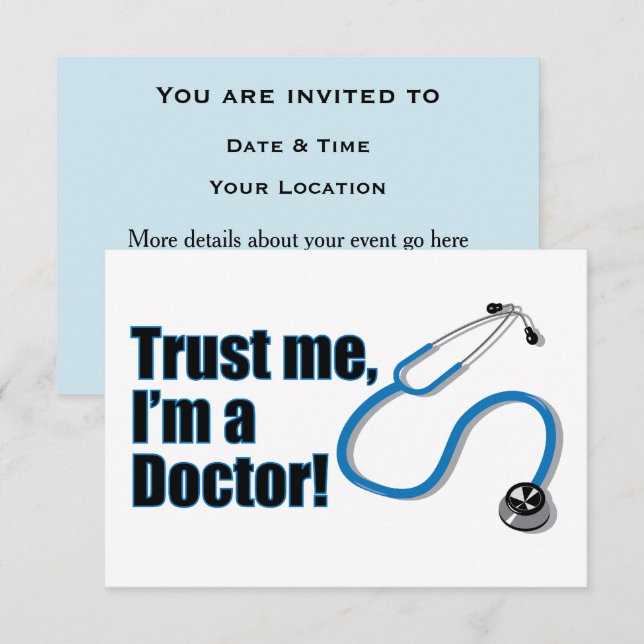 Invitation Faites-moi confiance Je suis une fête de doctorat (Devant / Derrière)