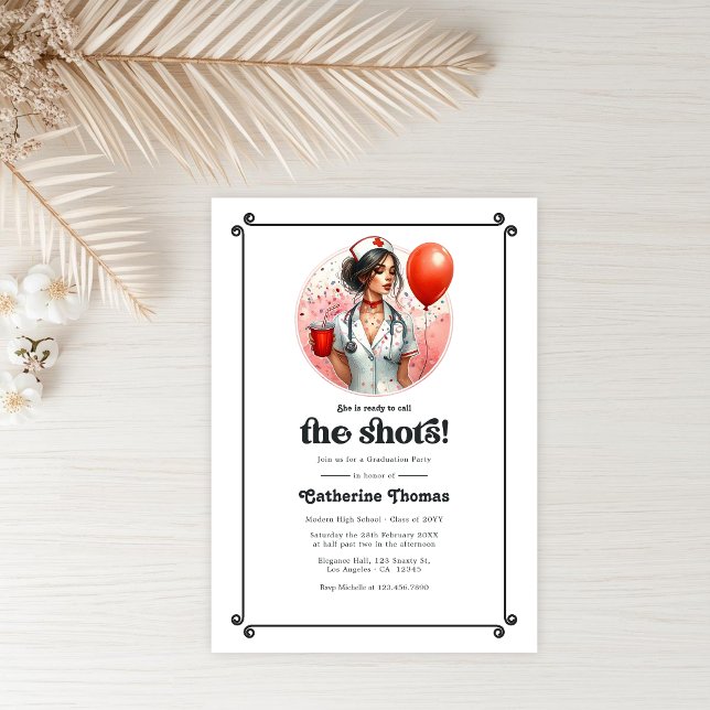 Invitation "Faites pour prendre les choses en main" Soirée de ("Ready to Call the Shots" Nursing Graduation Party Invitation)