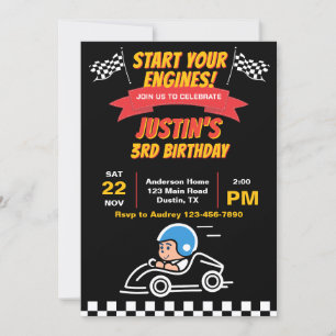Invitation Faites Rugir Vos Moteurs Fête d'anniversaire pour 