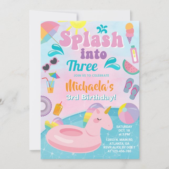 Invitation Faites un plongeon dans l'invitation à l'anniversa (Devant)