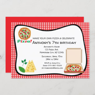Invitation Faites votre propre fête d'anniversaire à la pizza