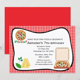 Invitation Faites votre propre fête d'anniversaire de pizza