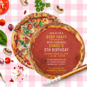 Invitation Faites votre propre pizza Anniversaire sur mesure 