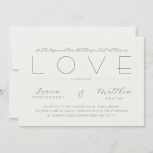 Invitation Faith Hope Love Bible Verse Mariage chrétien