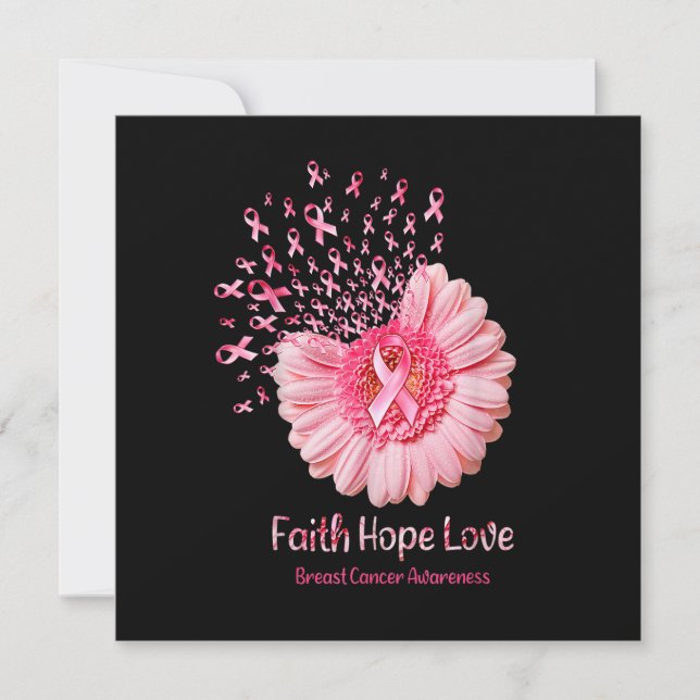 Invitation Faith Hope Love Pink Ribbon Sunflower Cance de la  (Devant)