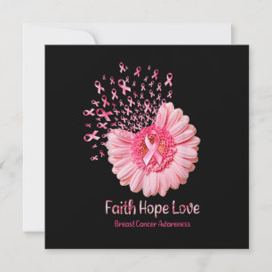 Invitation Faith Hope Love Pink Ribbon Sunflower Cance de la