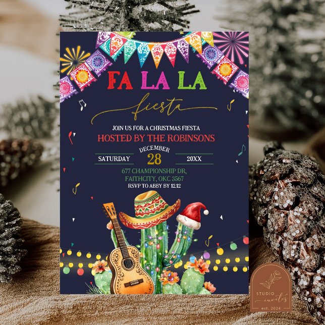 Invitation Falala Fiesta Cactus de Noël Fête de Fêtes (Créateur téléchargé)