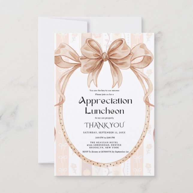 Invitation Fall Boho Bow appreciation party grateful party  (Devant)