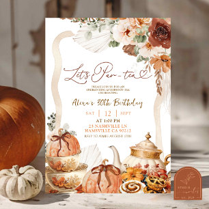 Invitation Fall Boho Coquette Citrouille Tea fête d'anniversa