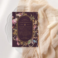 Fall Boho Eggplant Wildflowers Frame Wedding