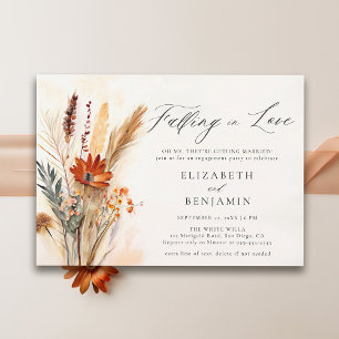 Invitation Fall Bouquet Amour romantique Chic Engagement Part