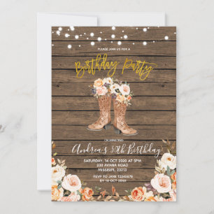 Invitation Fall Country Western Boots fête d'anniversaire