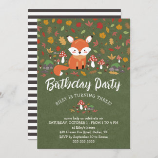 Invitation Fall Fox Enfants Woodland fête d'anniversaire