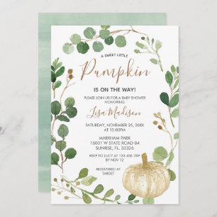Invitation Fall Greenery Citrouille est sur le chemin Baby sh