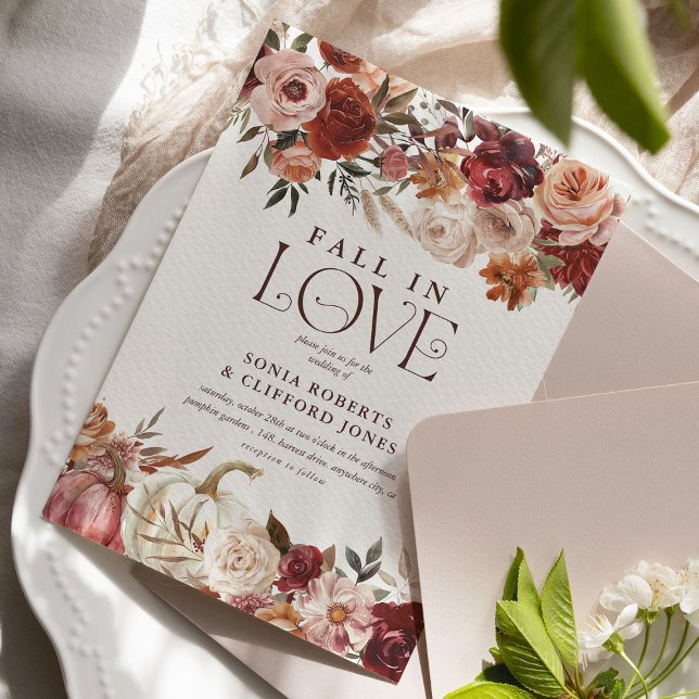 Invitation 'Fall In Love' Automne Blooms Citrouille Mariage (Créateur téléchargé)