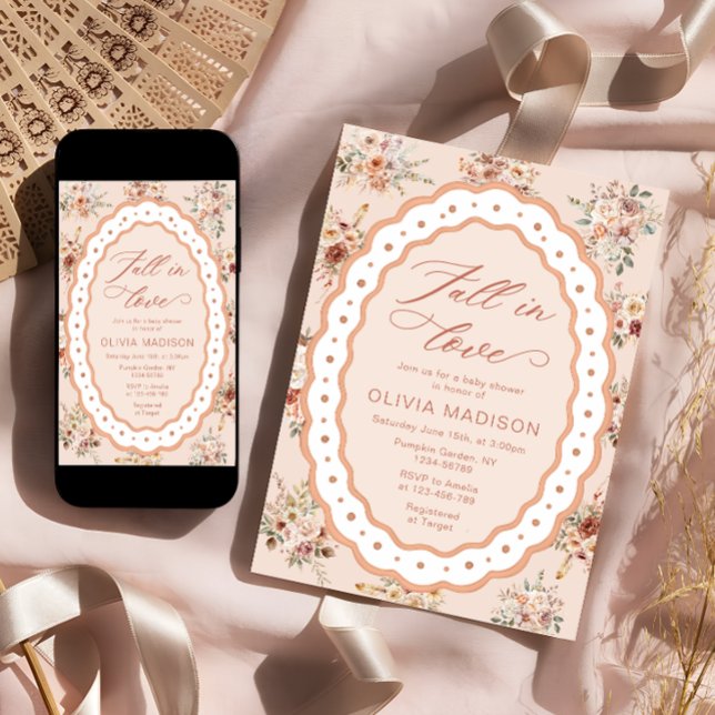 Invitation Fall in Love Boho Fall Floral Baby Shower (Créateur téléchargé)