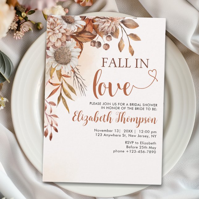 Invitation Fall in Love Fall Bridal Shower  (Créateur téléchargé)