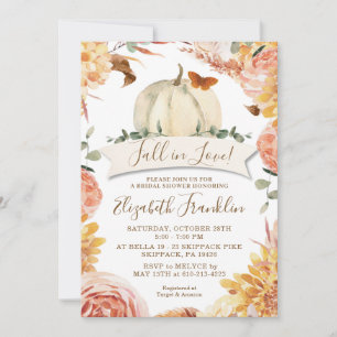 Invitation Fall in Love Floral and Citrouille Fête des mariée